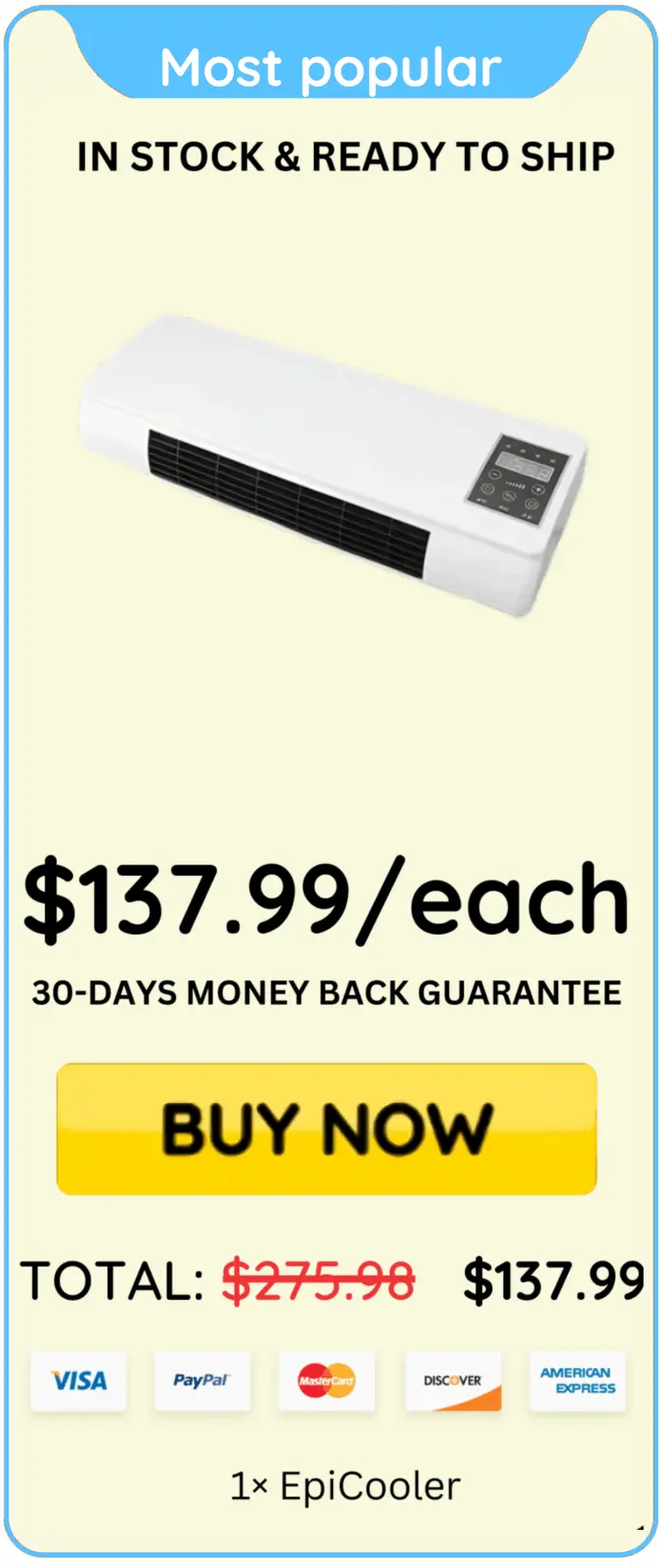 EpiCooler Portable AC package price